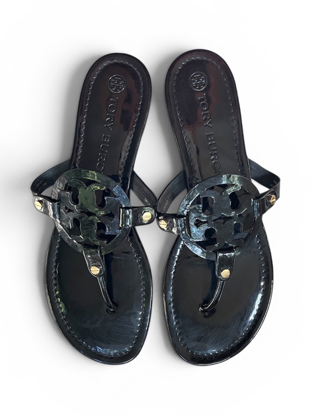Tory Burch MILLER Black Patent Leather Sandal, sz 11 - Picture 3 of 15